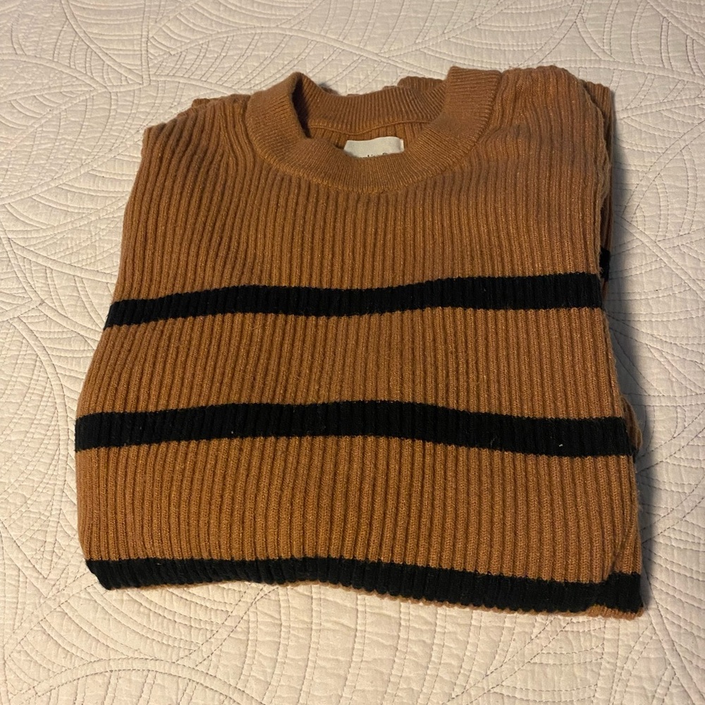 Abercrombie & Fitch Women’s Brown and Black Striped Soft Collection Sweater, M